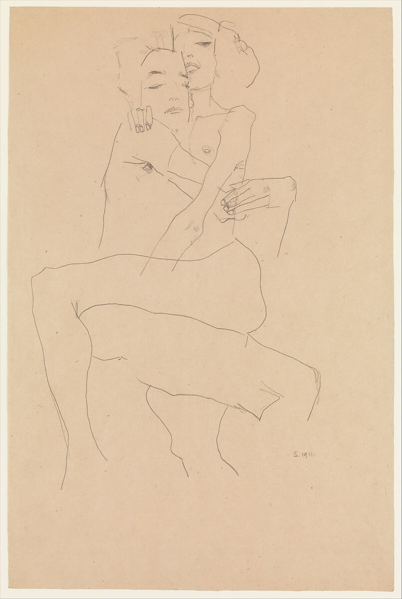 Couple Embracing, Egon Schiele (Austrian, Tulln 1890–1918 Vienna), Graphite on paper 
