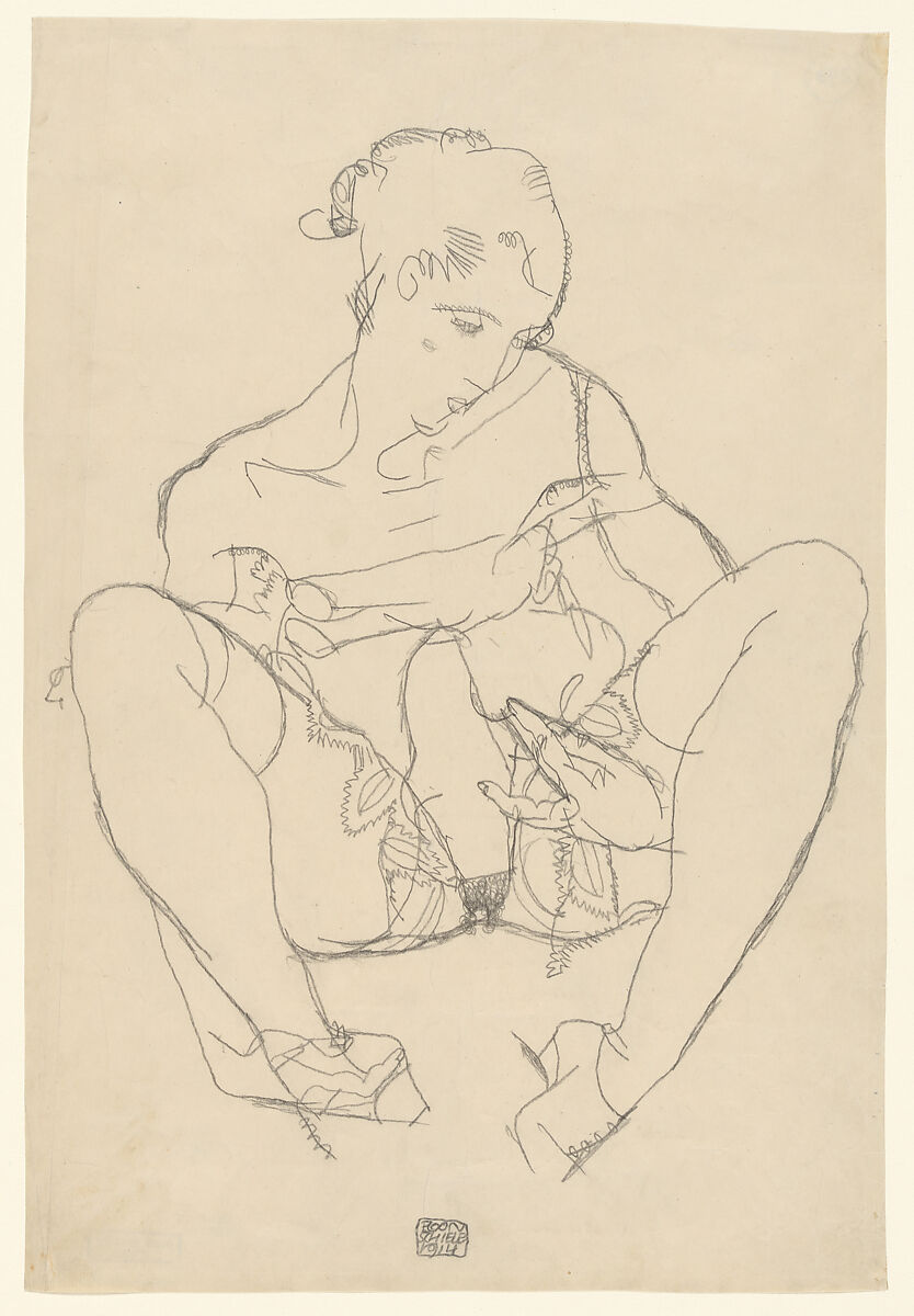 Seated Woman in Chemise, Egon Schiele  Austrian, Graphite on paper