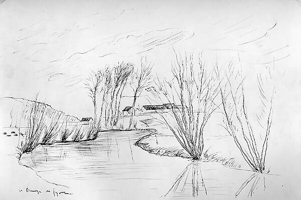 The River Morin in Spring Time, André-Dunoyer de Segonzac (French, Boussy-Saint-Antoine 1884–1974 Paris), Ink on paper 