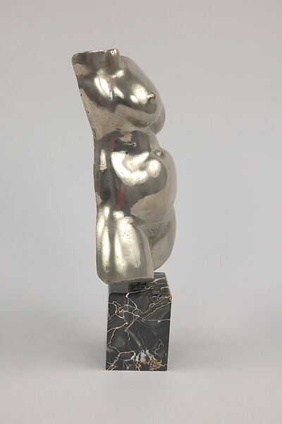 Female Torso, Gaston Lachaise (American (born France) Paris 1882–1935 New York), Bronze, nickel-plated, stone base