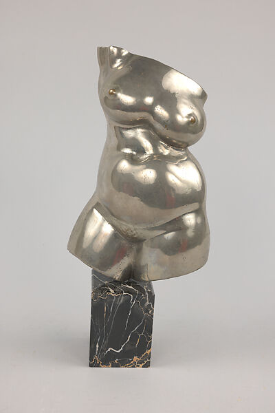 Female Torso, Gaston Lachaise (American (born France) Paris 1882–1935 New York), Bronze, nickel-plated, stone base 