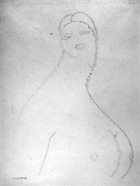 Bust of a Woman, Gaston Lachaise (American (born France) 1882–1935), Purple crayon on paper 