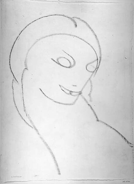 Head of a Woman, Facing Right, Gaston Lachaise (American (born France) 1882–1935), Crayon on paper 