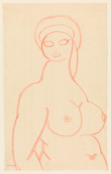 Bust of a Woman, Gaston Lachaise (American (born France) 1882–1935), Crayon on paper 