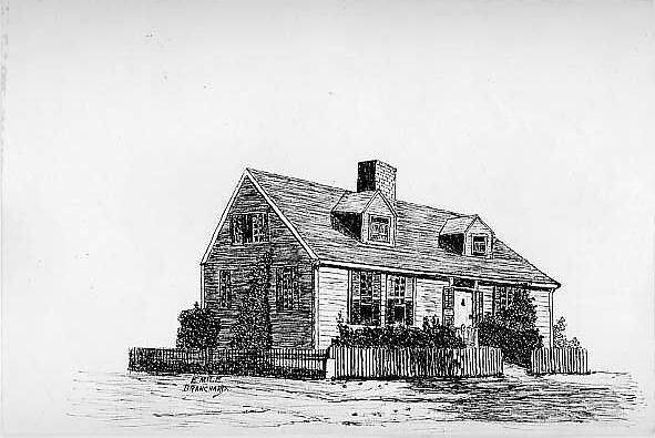 Norton House, Edgartown, Emile Branchard (American, 1881–1938), Pen and black ink on paper 