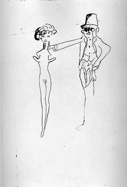 Couple, e. e. cummings (American, Cambridge, Massachusetts 1894–1962 North Conway, New Hampshire), Pen and black ink on paper (recto); pen and black ink on paper (verso) 