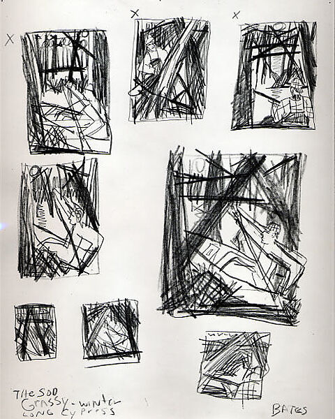 Study for "The Long Cypress", David Bates (American, born Dallas, Texas, 1952), Graphite on paper (recto and verso) 