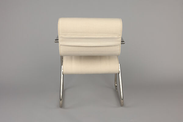 Armchair, Eileen Gray (Irish, Enniscorthy 1879–1976 Paris), Chrome-plated tubular steel with white cotton fabric