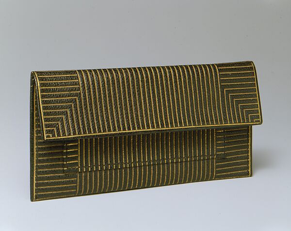 Comb case and comb, Unknown Designer, Leather, gold leaf, cloth lining, cellulose nitrate (comb), Austrian 