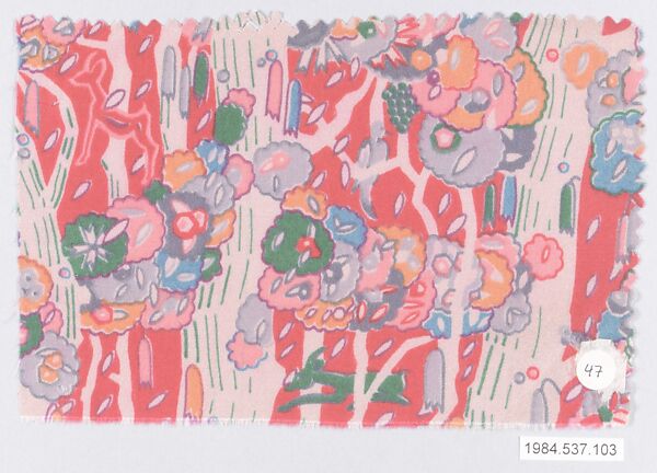 Textile sample, from the ¦Franko Prints¦ series, Joseph Urban (American (born Austria), Vienna 1872–1933 New York), Silk 