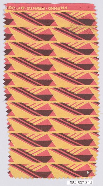 Textile samples, from the ¦Franko Prints¦ series, Joseph Urban (American (born Austria), Vienna 1872–1933 New York), Silk