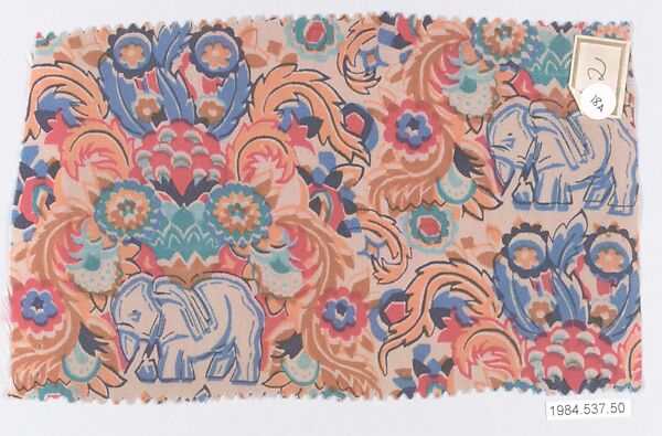 Textile sample, from the ¦Franko Prints¦ series, Joseph Urban (American (born Austria), Vienna 1872–1933 New York), Silk 