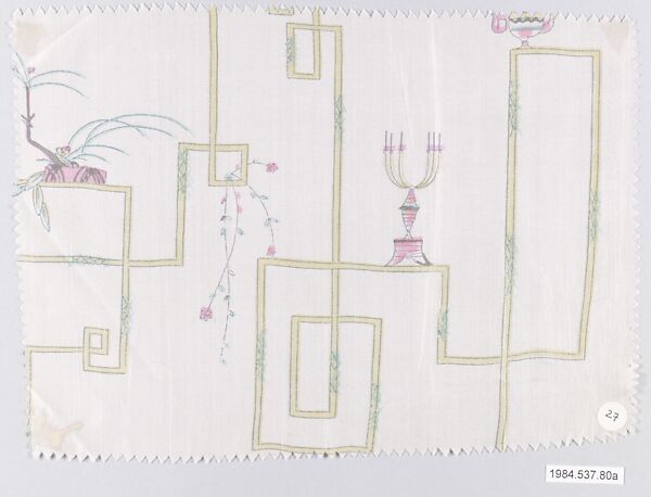 Textile samples, Josef Hoffmann (Austrian, Pirnitz 1870–1956 Vienna), Silk 