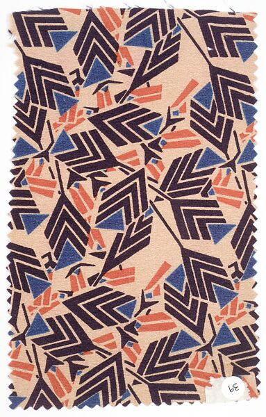 Textile sample, from the ¦Franko Prints¦ series, Joseph Urban (American (born Austria), Vienna 1872–1933 New York), Silk 