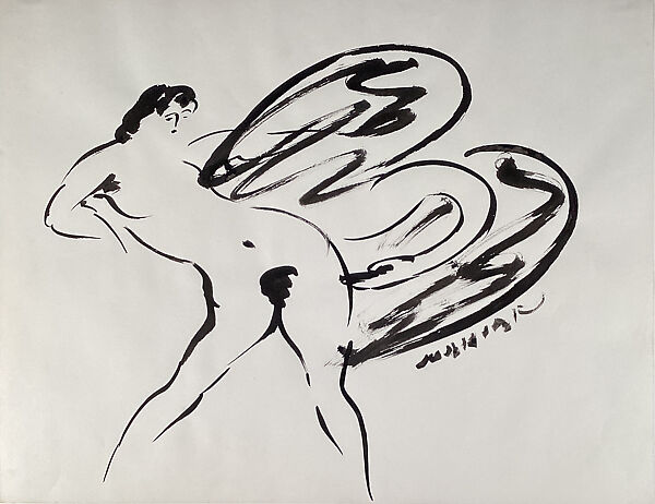 Leda and the Swan, Reuben Nakian (American, College Point, New York 1897–1986 Stamford, Connecticut), Brush and black ink on paper 