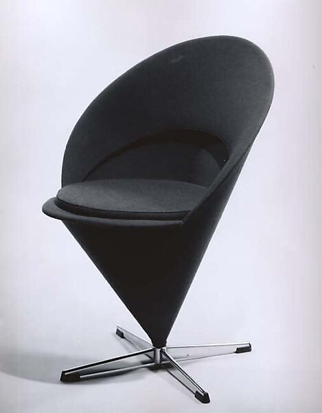 "Cone" Chair, Verner Panton (Danish, Gamtofte 1926–1998 Copenhagen), Stainless steel, foam rubber, wool, and plastic 