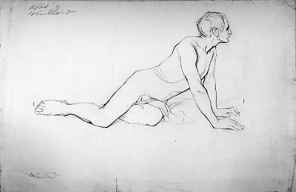 Reclining Male Nude, Edouard Vuillard (French, Cuiseaux 1868–1940 La Baule), Charcoal on paper 