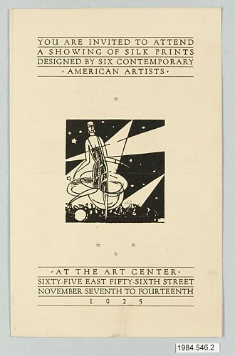 Invitation to a private showing of exhibition, Friday, November 6, 1935