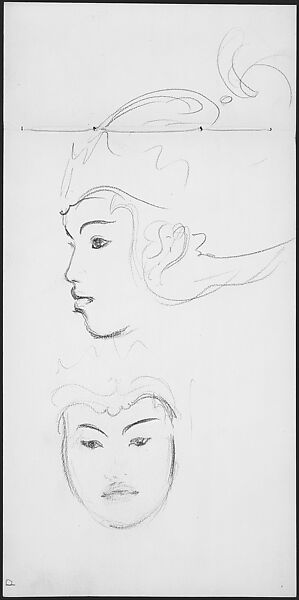 Head of a Javanese Dancer (from Sketchbook of Javanese Dancers), John Singer Sargent (American, Florence 1856–1925 London), Graphite on off-white wove paper, American 
