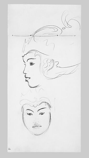 Head of a Javanese Dancer (from Sketchbook of Javanese Dancers), John Singer Sargent (American, Florence 1856–1925 London), Graphite on off-white wove paper, American