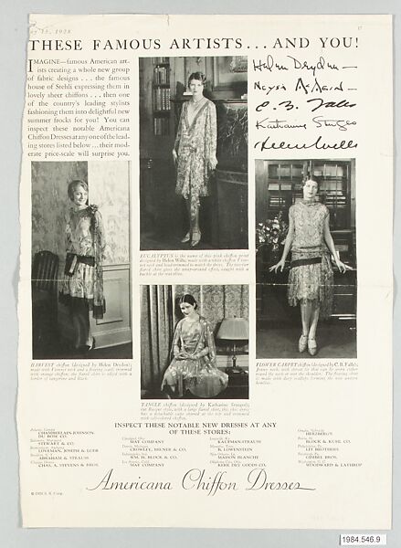 ¦Vogue¦ May 15, 1928 advertisement for "Americana Chiffon Dresses", Stehli Silks Corporation, Printed paper 