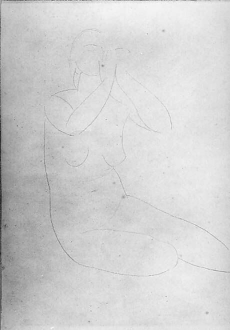 Seated Nude with Raised Arms, Amedeo Modigliani (Italian, Livorno 1884–1920 Paris), Graphite on paper 