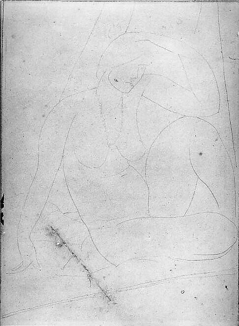 Seated Nude with Propped-up Arm, Amedeo Modigliani (Italian, Livorno 1884–1920 Paris), Graphite on paper 