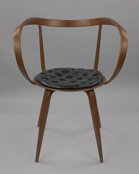 "Pretzel" Armchair, George Nelson (American, 1908–1986), Laminated birch plywood, walnut veneer 