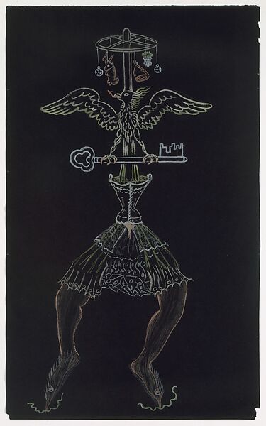 Cadavre Exquis, André Breton (French, Tinchebray 1896–1966 Paris), Colored pencil on black paper 