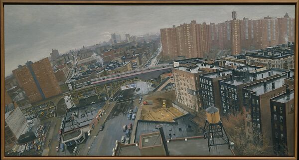 IRT Elevated Station at Broadway and 125th Street, Rackstraw Downes (American (born England) 1939), Oil on canvas 