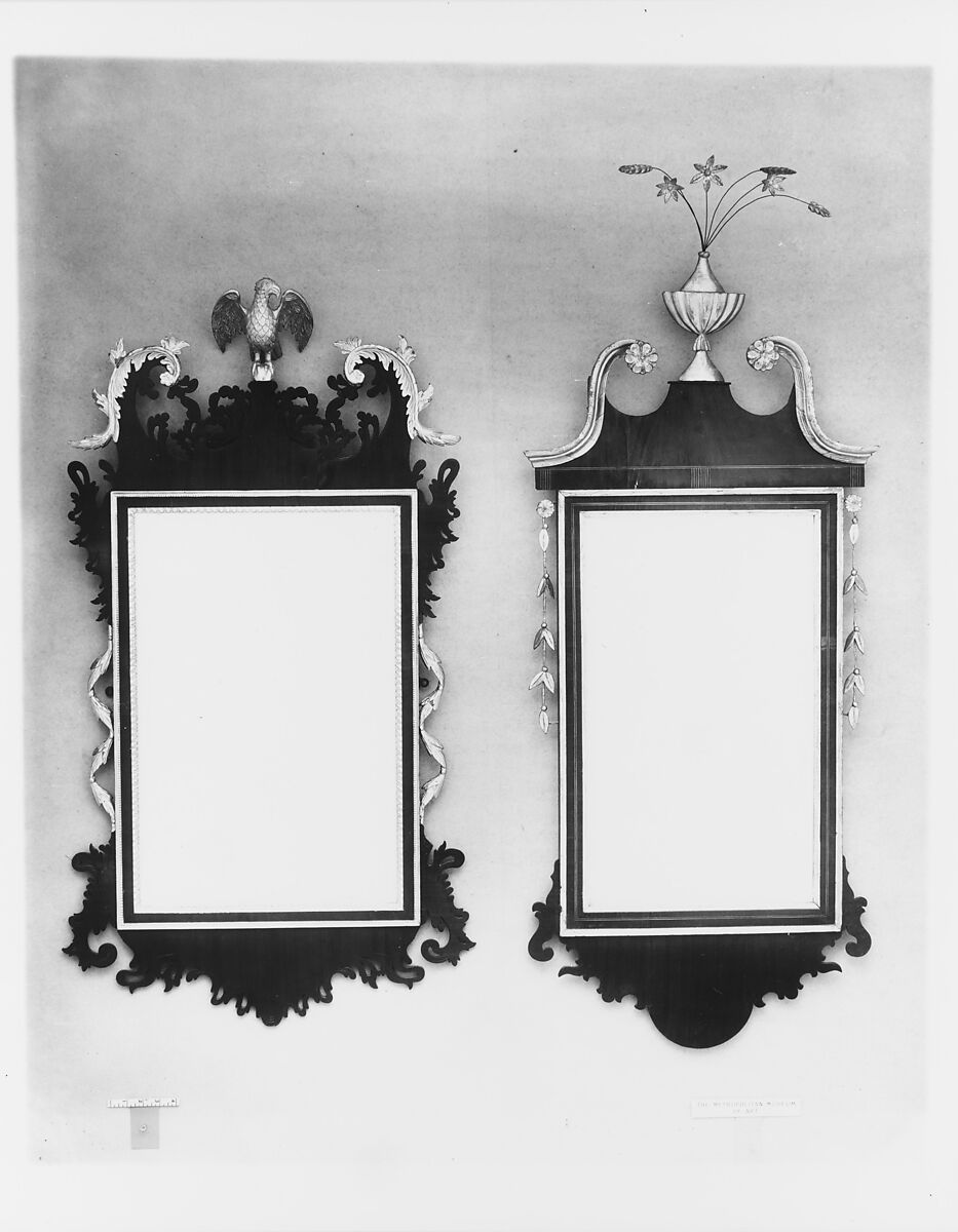 Looking Glass, Mahogany veneer, gilt gesso, white pine, walnut