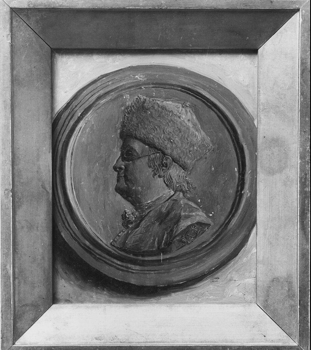 Medallion of Benjamin Franklin, Oil on wood 