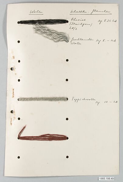 Bauhaus Archive, Unknown Designer, Pen and ink on paper, cut and pasted papers and textile samples on paper 