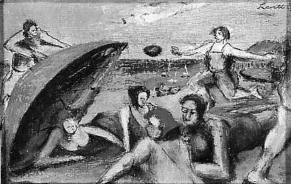 The Beach, Alfred Levitt (American, 1894–2000), Oil on canvas board 