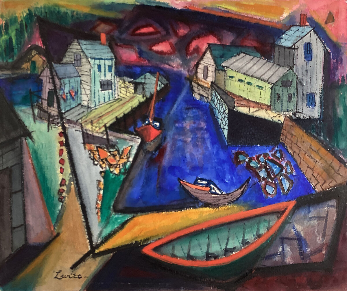 Fisherman's Harbor, Alfred Levitt (American, 1894–2000), Watercolor, opaque watercolor, and brush and pen and black ink on paper 