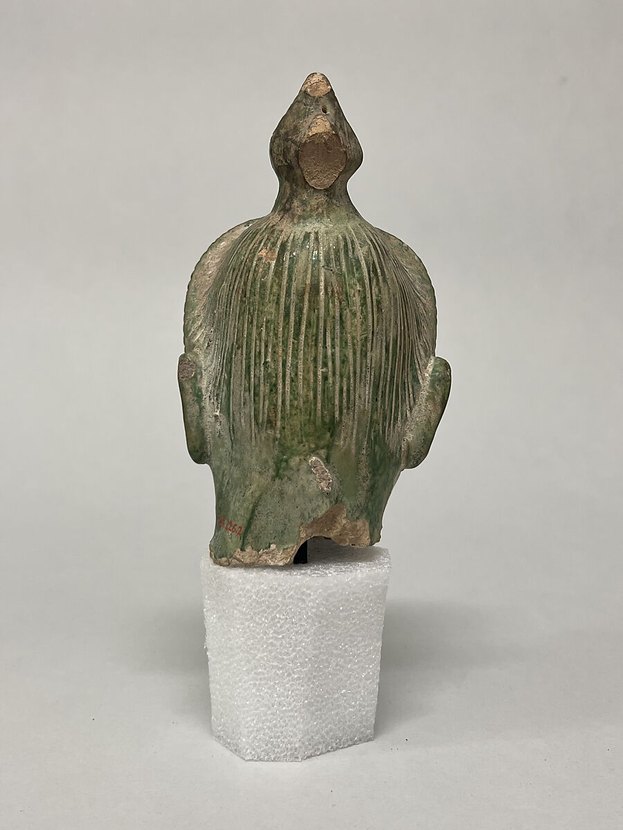 Head of a Bodhisattva, Earthenware with green glaze, China