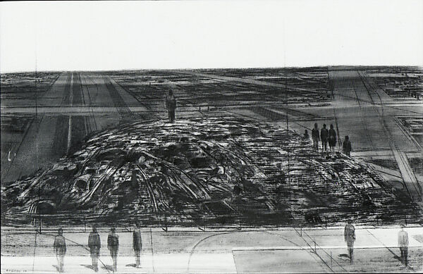 Overhead View, Sidney Goodman (American, Philadelphia, Pennsylvania 1936–2013 Philadelphia, Pennsylvania), Charcoal on canvas 