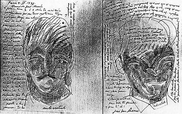 Two Self-Portraits, José Luis Cuevas (Mexican, Mexico City 1934–2017 Mexico City), Ink on paper 