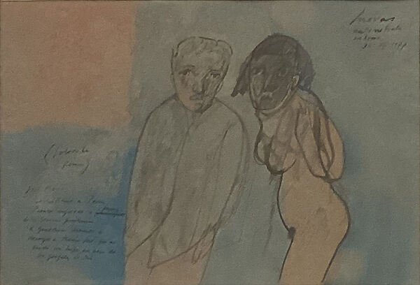 Double Letter, José Luis Cuevas (Mexican, Mexico City 1934–2017 Mexico City), Watercolor, pen and brush and black ink, and black ink wash on paper (recto); black ink wash, pen and black ink, watercolor, and colored pencil on paper (verso)