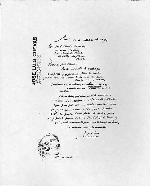 Letter and Self-Portrait, José Luis Cuevas (Mexican, Mexico City 1934–2017 Mexico City), Ink on paper 