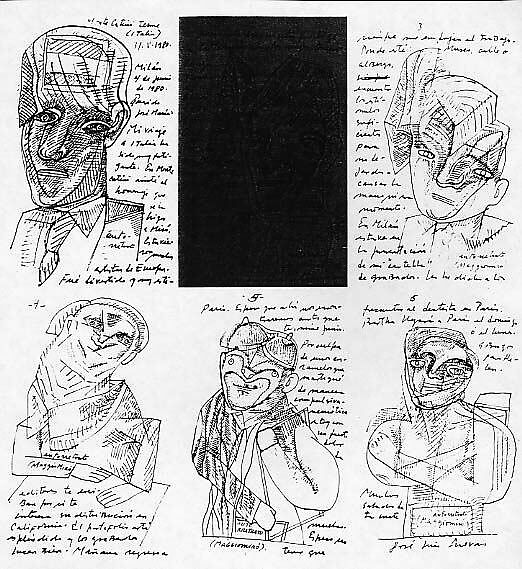 Six Self-Portraits, José Luis Cuevas (Mexican, Mexico City 1934–2017 Mexico City), Ink on paper 