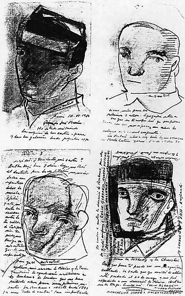 Four Self-Portraits, José Luis Cuevas (Mexican, Mexico City 1934–2017 Mexico City), Watercolor and ink on paper 