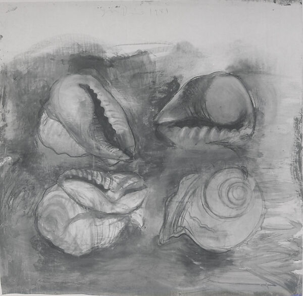 Shells, Jim Dine (American, born Cincinnati, Ohio, 1935), Oil, enamel, pastel and charcoal on paper, mounted on linen 
