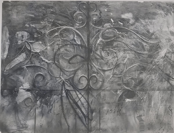 The Crommelynck Gate (Boston #11), Jim Dine (American, born Cincinnati, Ohio, 1935), Torn and pasted sandpaper, oil, charcoal, oil pastel, and enamel on paper 