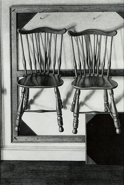 Two Chairs with Portfolio, Gregory Paquette (American, born 1947), Graphite on paper 