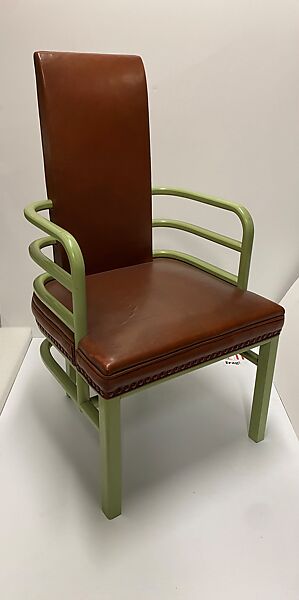 Armchair, Kem Weber (American (born Germany) Berlin 1889–1963 Ventura, California), Painted wood, leather, metal 