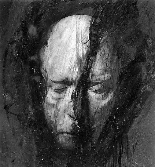 Death mask: Robert Ed Lee, Arnulf Rainer (Austrian, born Baden, 1929), Ink, watercolor and crayon on photo offset litho 