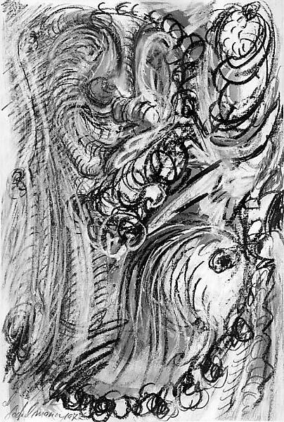 ABC, Antonius Höckelmann (German, 1937–2000), Opaque watercolor, graphite, oil pastel, ink, and charcoal on three sheets of paper