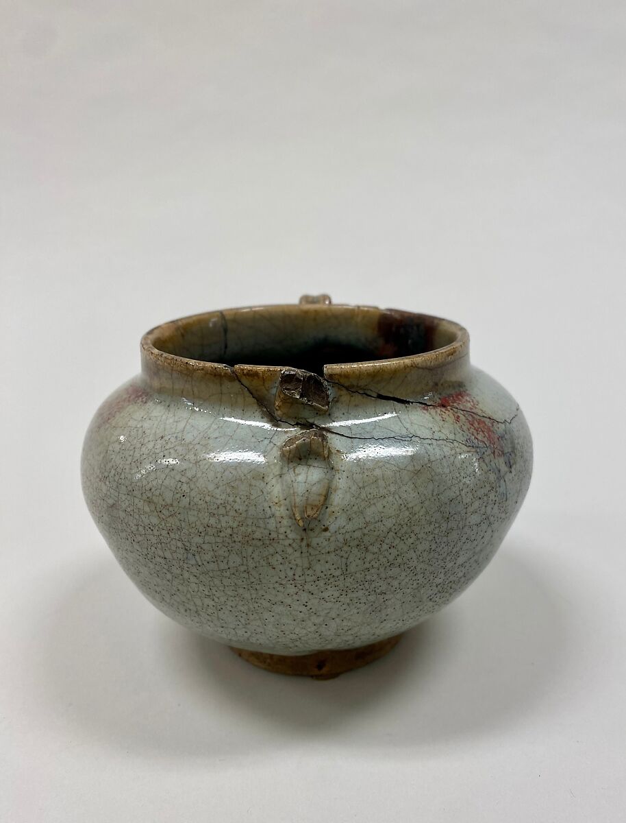 Jar with two lugs, Stoneware with splashed blue glaze (Jun ware), China