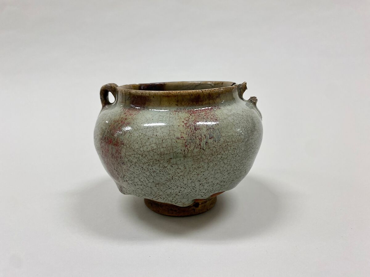 Jar with two lugs, Stoneware with splashed blue glaze (Jun ware), China 